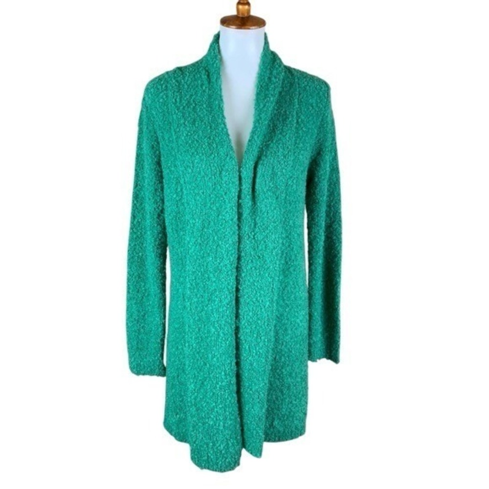 Skunkfunk Green Boucle Knit Open Front‎ Cardigan Sweater Cozy Textured Boho 1